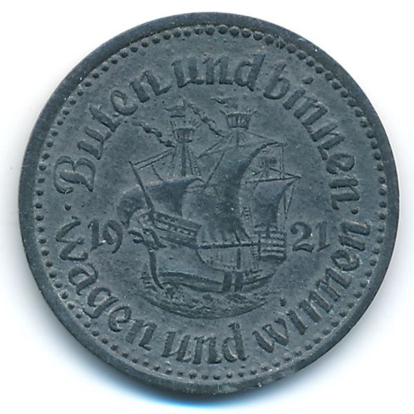 Бремен., 50 пфеннигов (1921 г.)