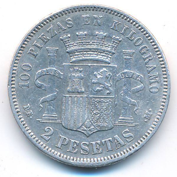 Испания, 2 песеты (1870 г.)