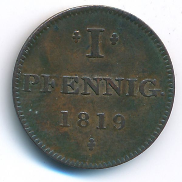 Франкфурт, 1 пфенниг (1819 г.)