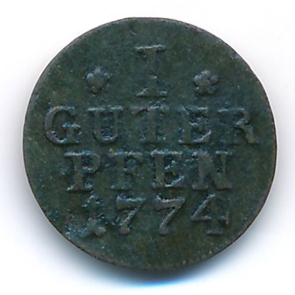 Пруссия, 1 пфеннинг (1774 г.)