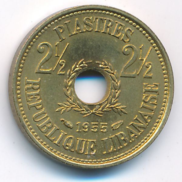 Ливан, 2 1/2 пиастра (1955 г.)