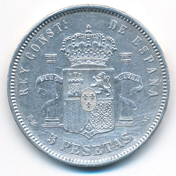 Испания, 5 песет (1878 г.)