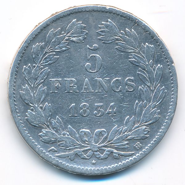Франция, 5 франков (1834 г.)