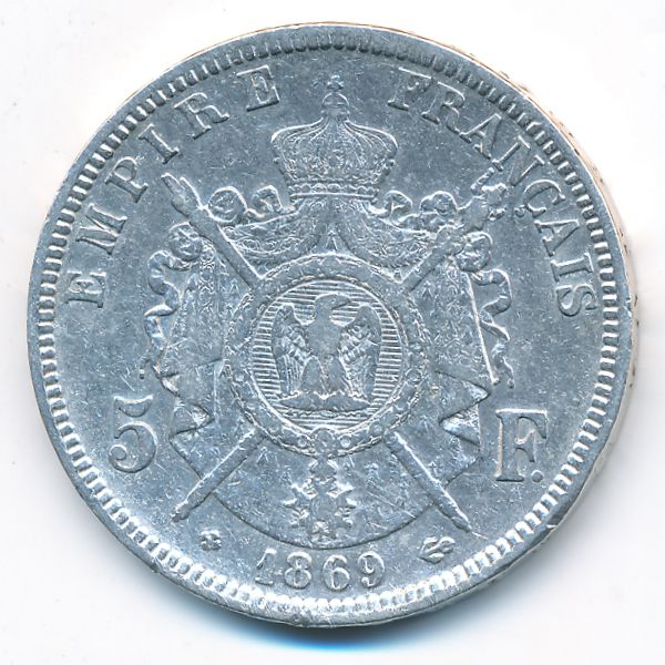 Франция, 5 франков (1869 г.)