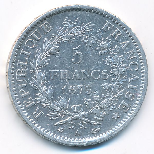 Франция, 5 франков (1873 г.)