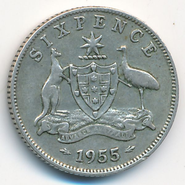 Австралия, 6 пенсов (1955 г.)