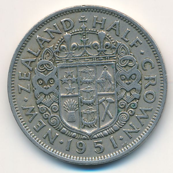 Новая Зеландия, 1/2 кроны (1951 г.)
