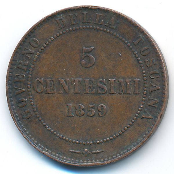 Тоскана, 5 чентезимо (1859 г.)