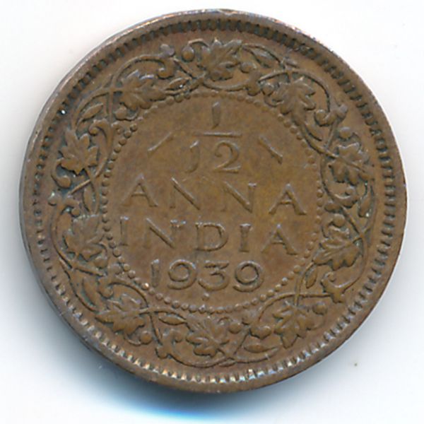 Британская Индия, 1/12 анны (1939 г.)