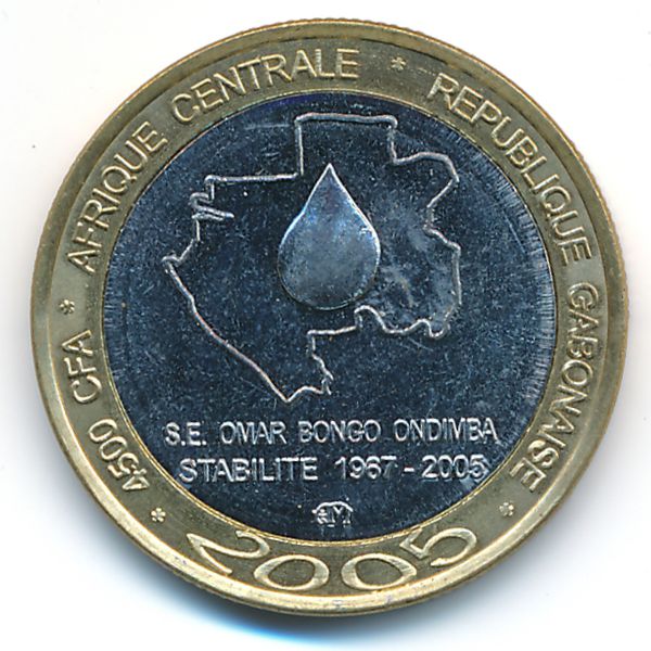 Габон., 4500 франков КФА (2005 г.)