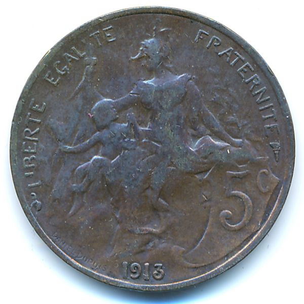 Франция, 5 сентим (1913 г.)