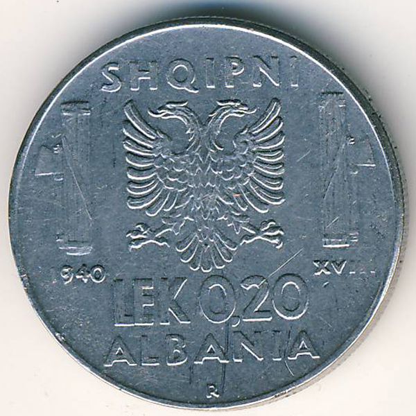 Албания, 0,20 лек (1940 г.)