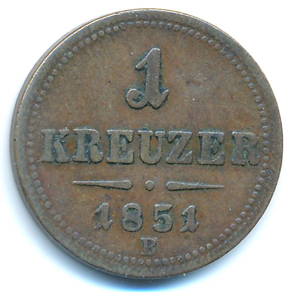 Австрия, 1 крейцер (1851 г.)
