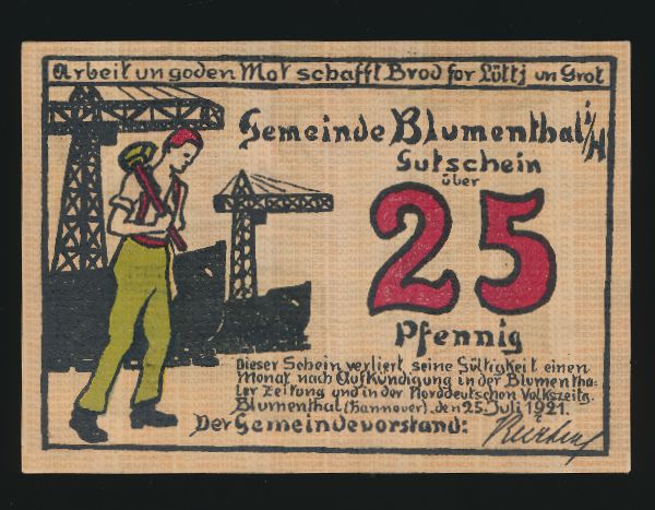 Нотгельды Германии, 25 пфеннигов (1921 г.)
