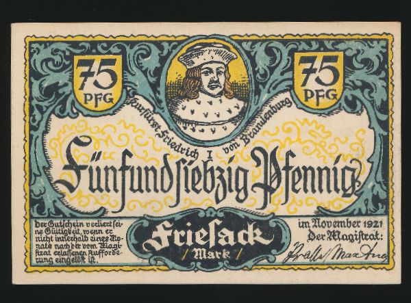 Нотгельды Германии, 75 пфеннигов (1921 г.)