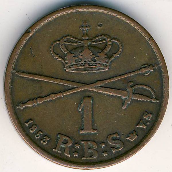 Дания, 1 ригсбанкскиллинг (1853 г.)