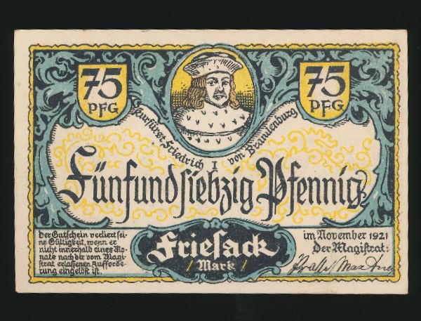 Нотгельды Германии, 75 пфеннигов (1921 г.)