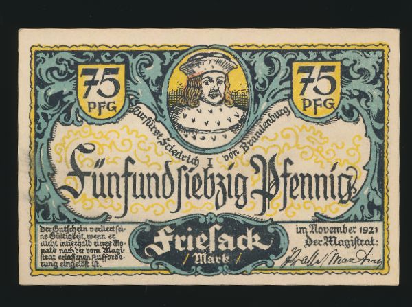 Нотгельды Германии, 75 пфеннигов (1921 г.)