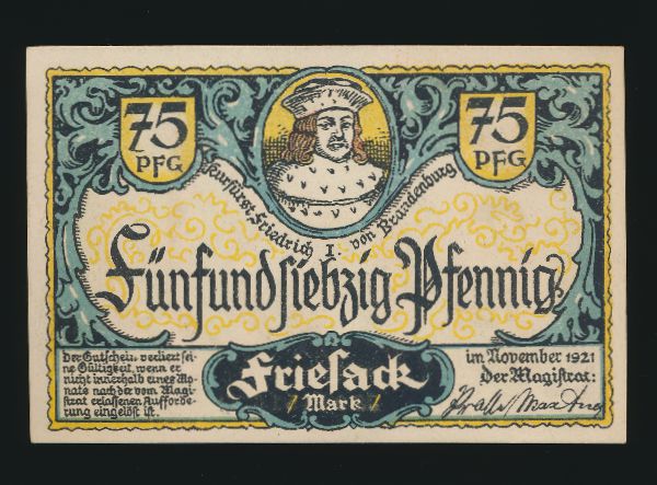 Нотгельды Германии, 75 пфеннигов (1921 г.)