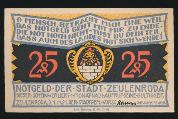 Нотгельды Германии, 25 пфеннигов (1921 г.)