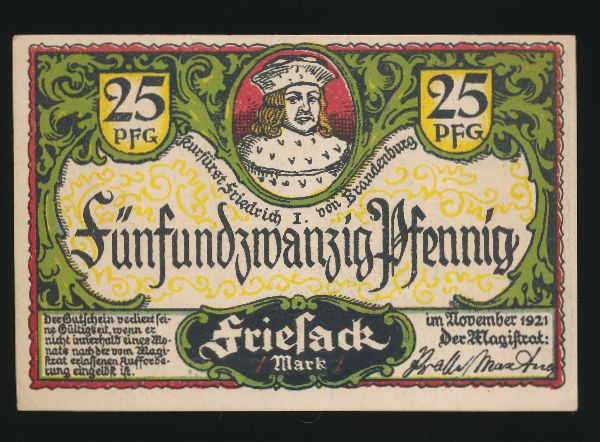 Нотгельды Германии, 25 пфеннигов (1921 г.)