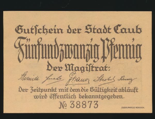 Нотгельды Германии, 25 пфеннигов