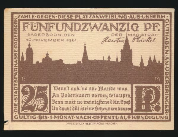 Нотгельды Германии, 25 пфеннигов (1921 г.)