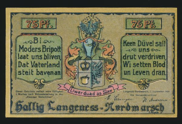 Нотгельды Германии, 75 пфеннигов (1921 г.)