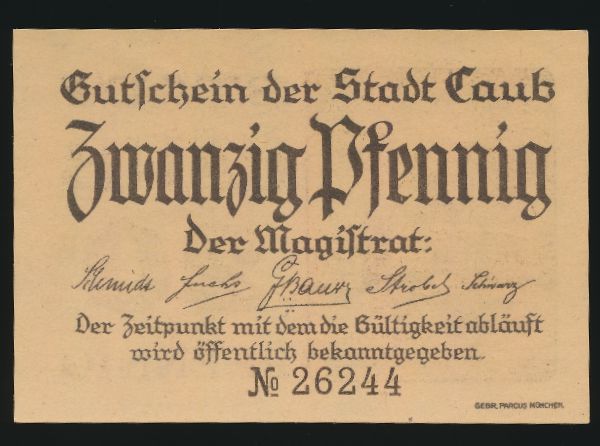 Нотгельды Германии, 20 пфеннигов