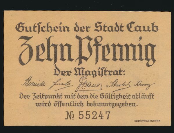 Нотгельды Германии, 10 пфеннигов