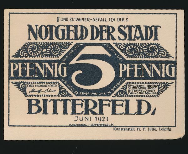 Нотгельды Германии, 5 пфеннигов (1921 г.)