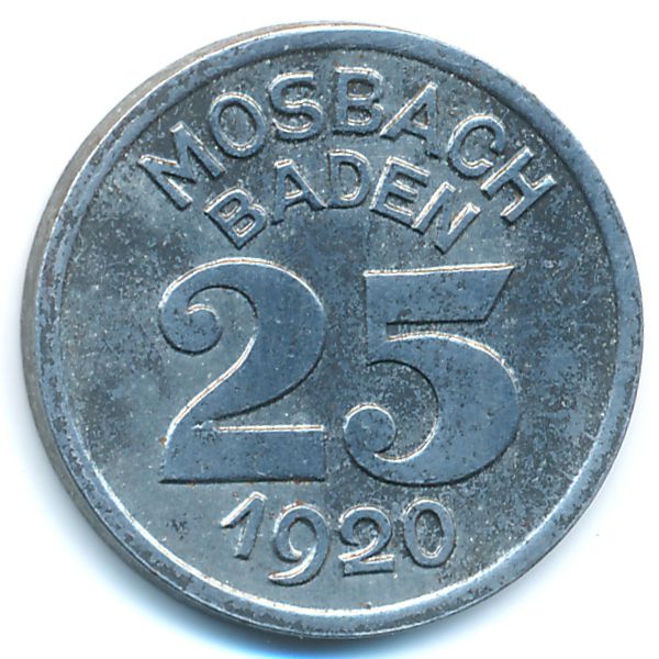 Мосбах., 25 пфеннигов (1920 г.)