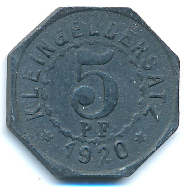 Мергентхайм., 5 пфеннигов (1920 г.)