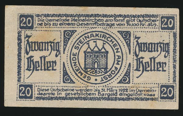 Нотгельды Австрии, 20 геллеров