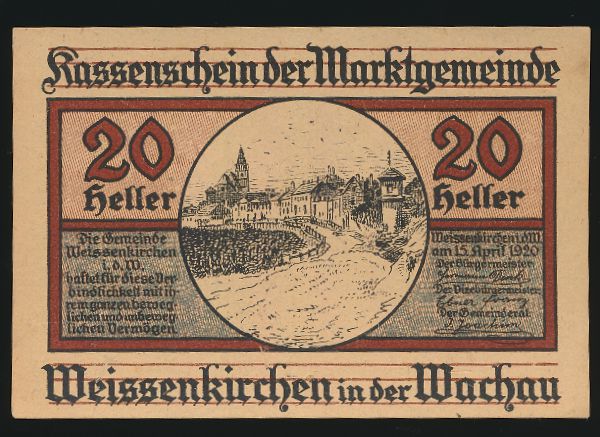 Нотгельды Австрии, 20 геллеров