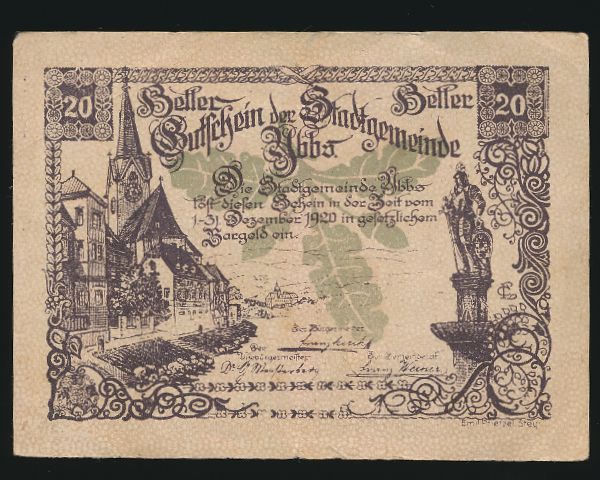 Нотгельды Австрии, 20 геллеров