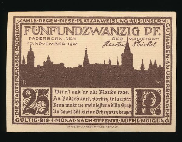 Нотгельды Германии, 25 пфеннигов (1921 г.)