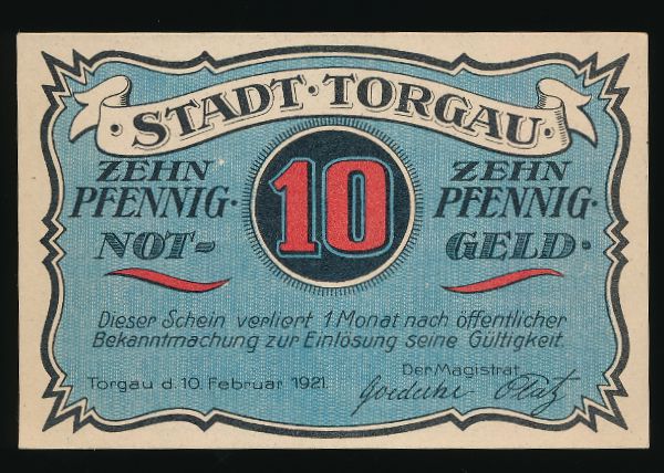 Нотгельды Германии, 10 пфеннигов (1921 г.)