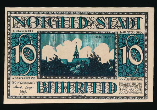 Нотгельды Германии, 10 пфеннигов (1921 г.)