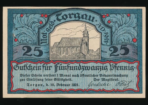 Нотгельды Германии, 25 пфеннигов (1921 г.)