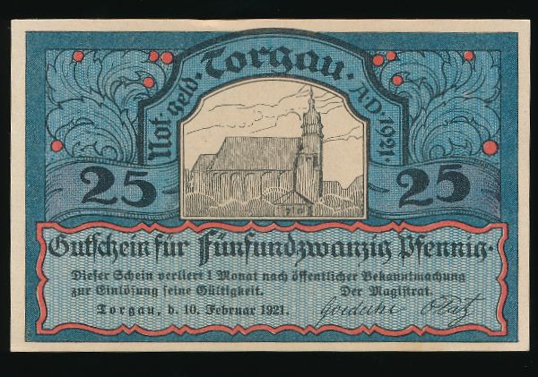 Нотгельды Германии, 25 пфеннигов (1921 г.)