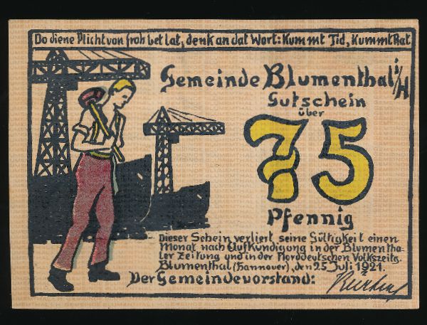 Нотгельды Германии, 75 пфеннигов (1921 г.)