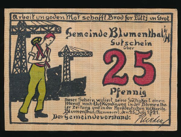 Нотгельды Германии, 25 пфеннигов (1921 г.)