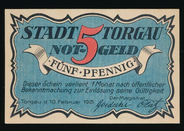 Нотгельды Германии, 5 пфеннигов (1921 г.)