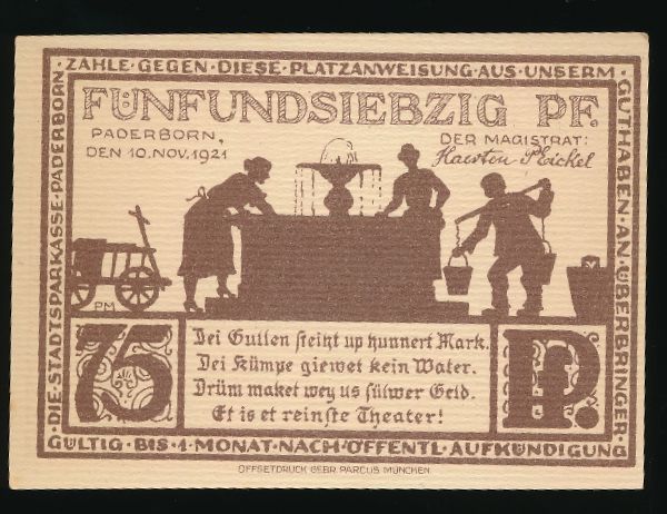 Нотгельды Германии, 75 пфеннигов (1921 г.)