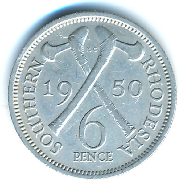 Южная Родезия, 6 пенсов (1950 г.)