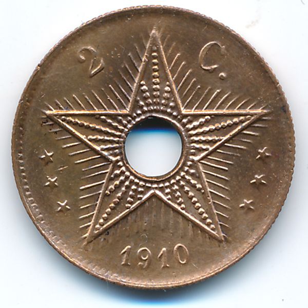 Бельгийское Конго, 2 сентима (1910 г.)