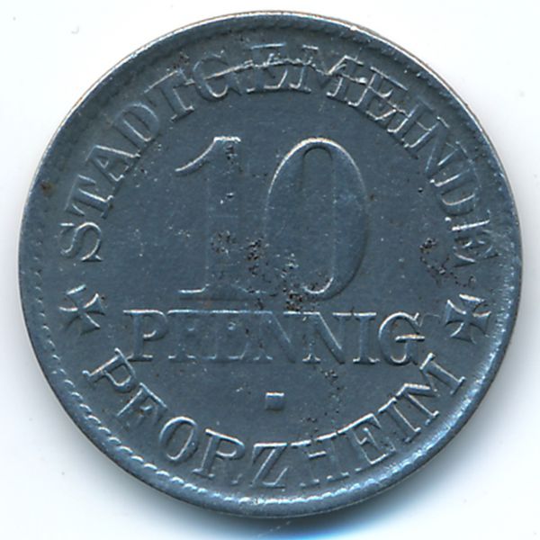 Пфорцгейм., 10 пфеннигов (1918 г.)