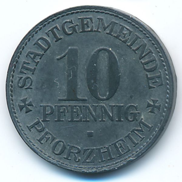 Пфорцгейм., 10 пфеннигов (1917 г.)