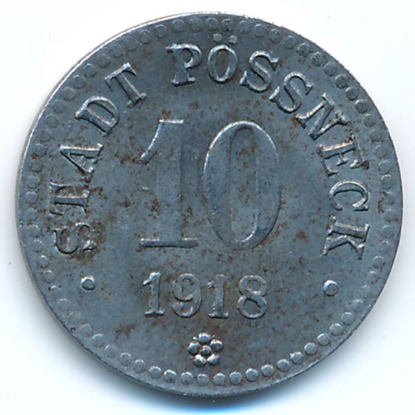 Пёснек., 10 пфеннигов (1918 г.)